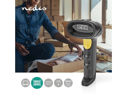 NEDIS - Scanner à défilement Lecteur de codes-barres cmos filaire linéaire 1d/2d/qr port...