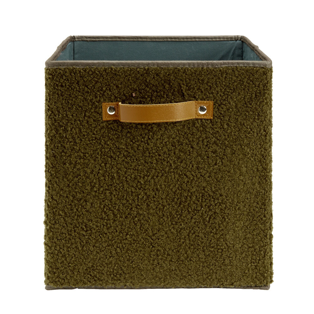 Panière carrée pliable Box Cube tissu bouclette vert 31x29xH31cm