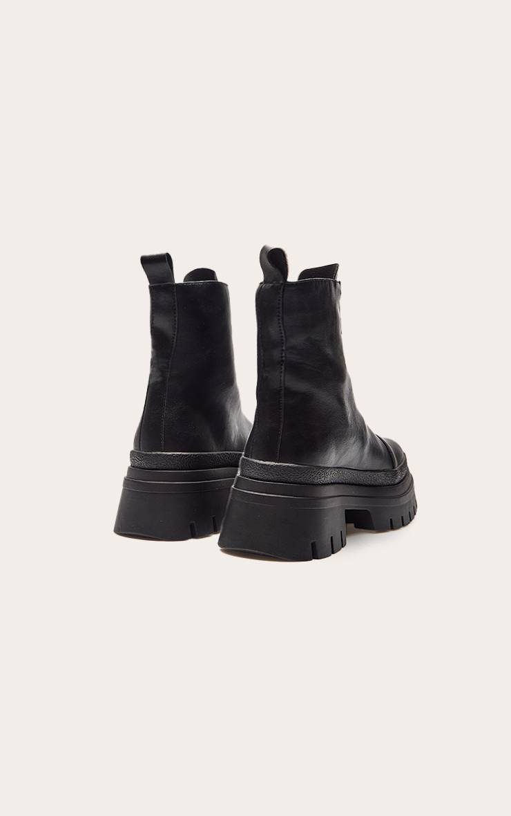 Noir Bottines Chelsea Chunky En Synthétiquecuir Avec Fermeture Éclair Devant