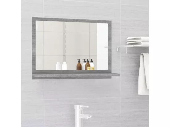 Miroir de bain Sonoma gris 60x10,5x37 cm Bois d'ingénierie