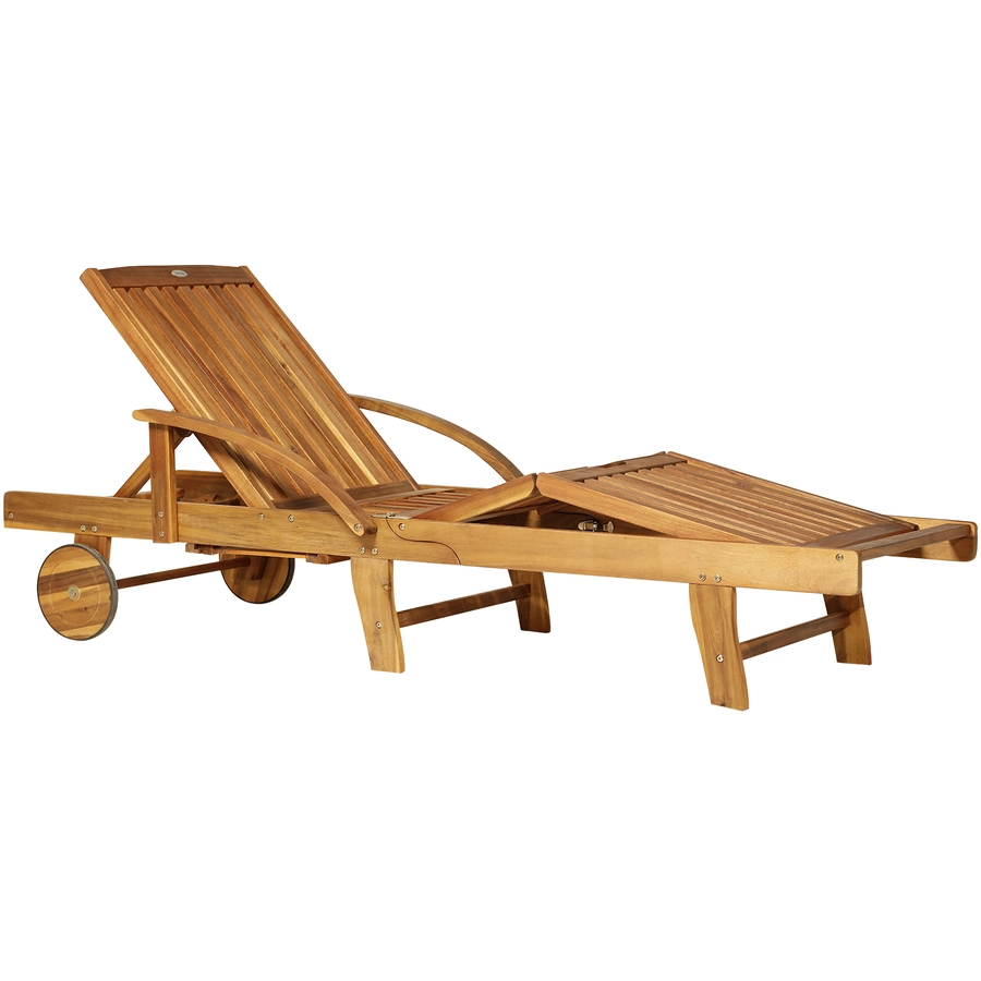 Outsunny Holz-Gartenliege verstellbar natur