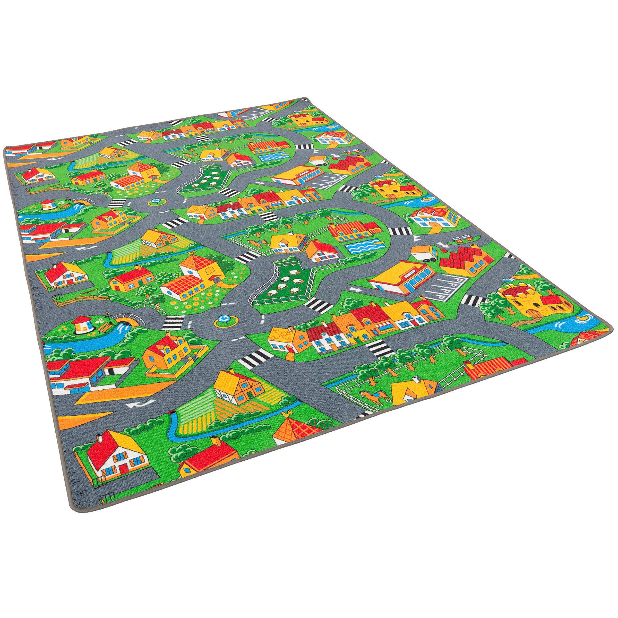 Snapstyle Kinder Spiel Straßenteppich Grün - 80x160 cm