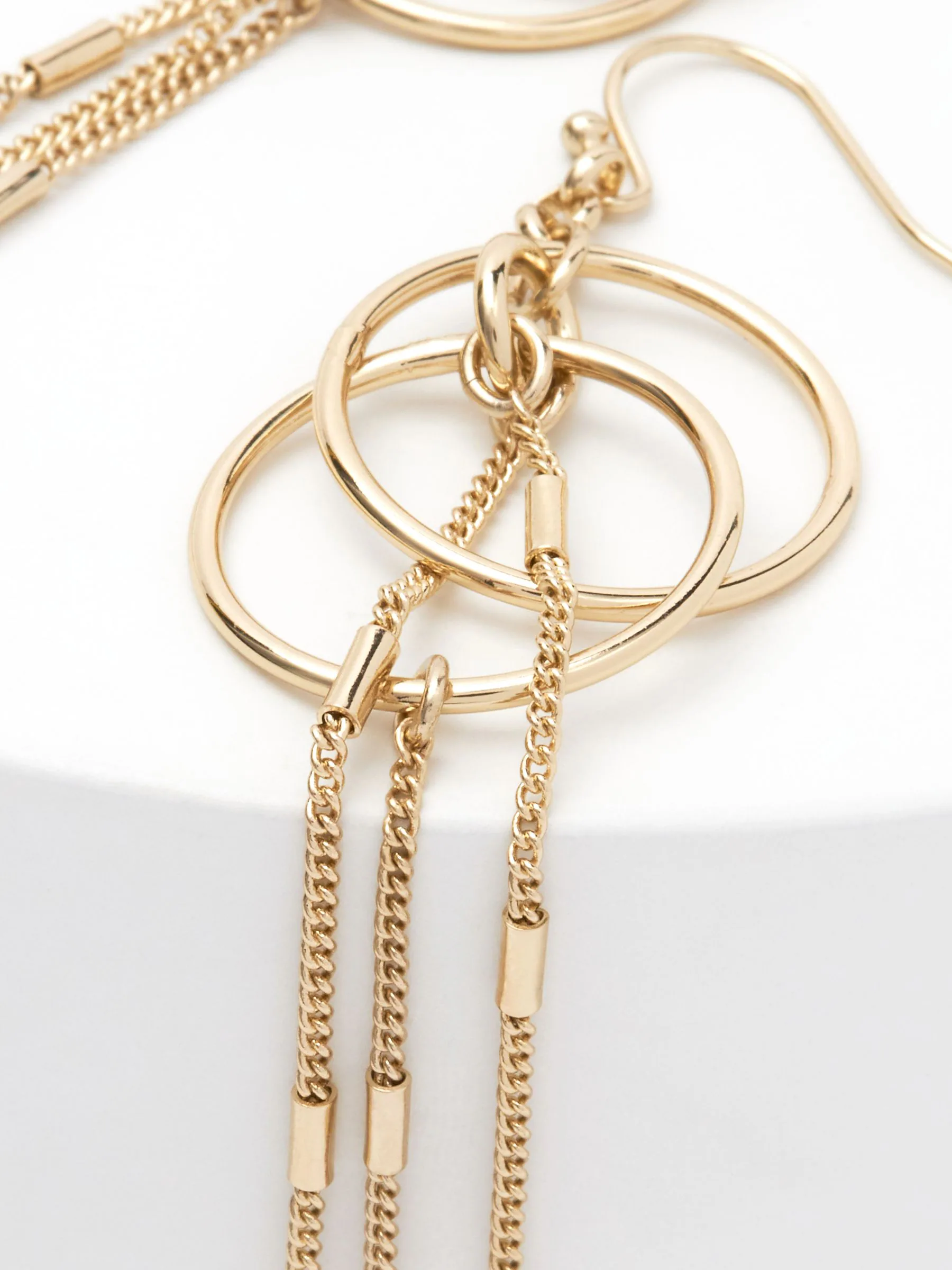 Goudkleurig - Circle oorbellen met ketting
