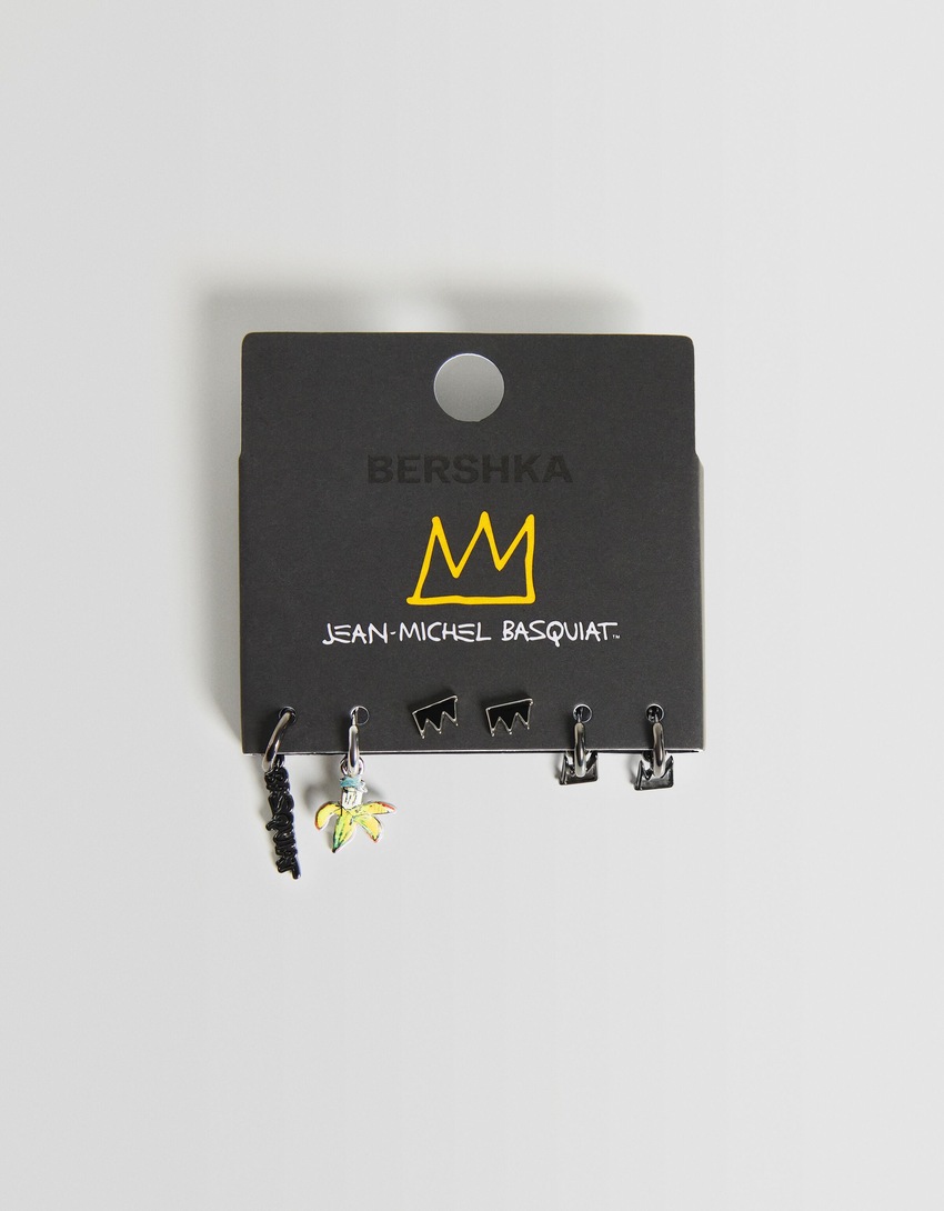 Conjunto de 3 pares de brincos Jean-Michel Basquiat