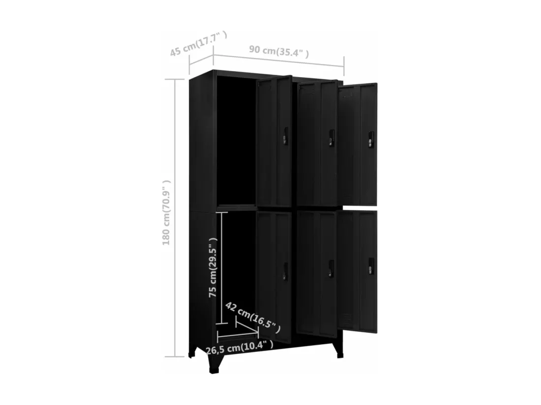Armoire à casiers Noir 90x45x180 cm Acier