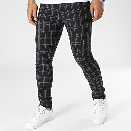 Pantalon A Carreaux Bleu Marine