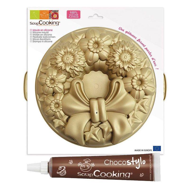 Moule à gâteau silicone couronne + 1 Stylo chocolat Scrapcooking