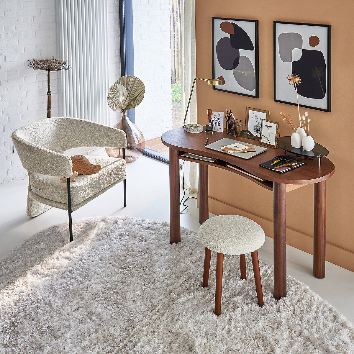 LA REDOUTE INTERIORS<br>Kruk em boucle-stof, Jimi