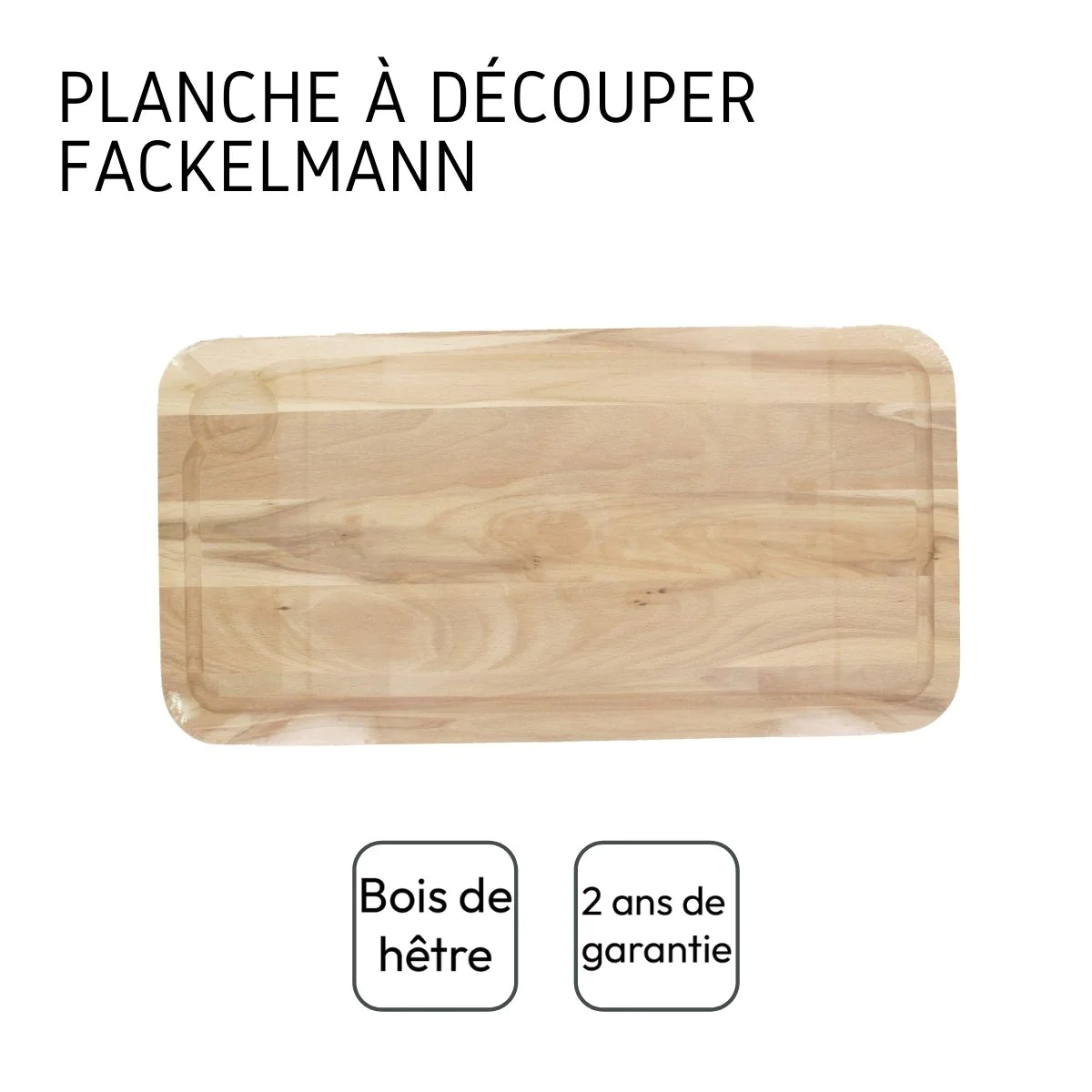 Planche à découper, hêtre avec rigolle et collecteur de sang 45 x 25 c