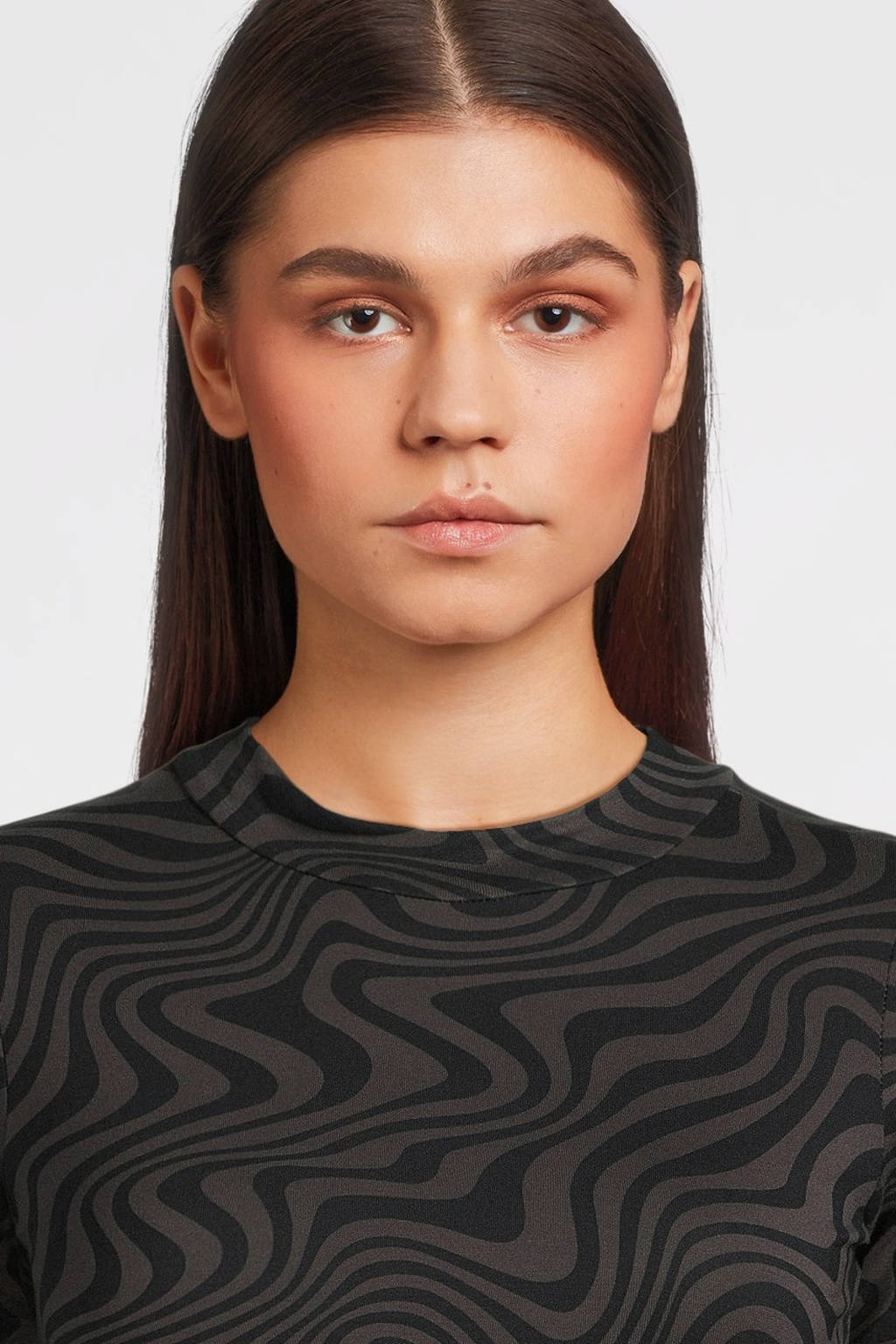 LOOXS top met all over print donkergrijs/zwart
