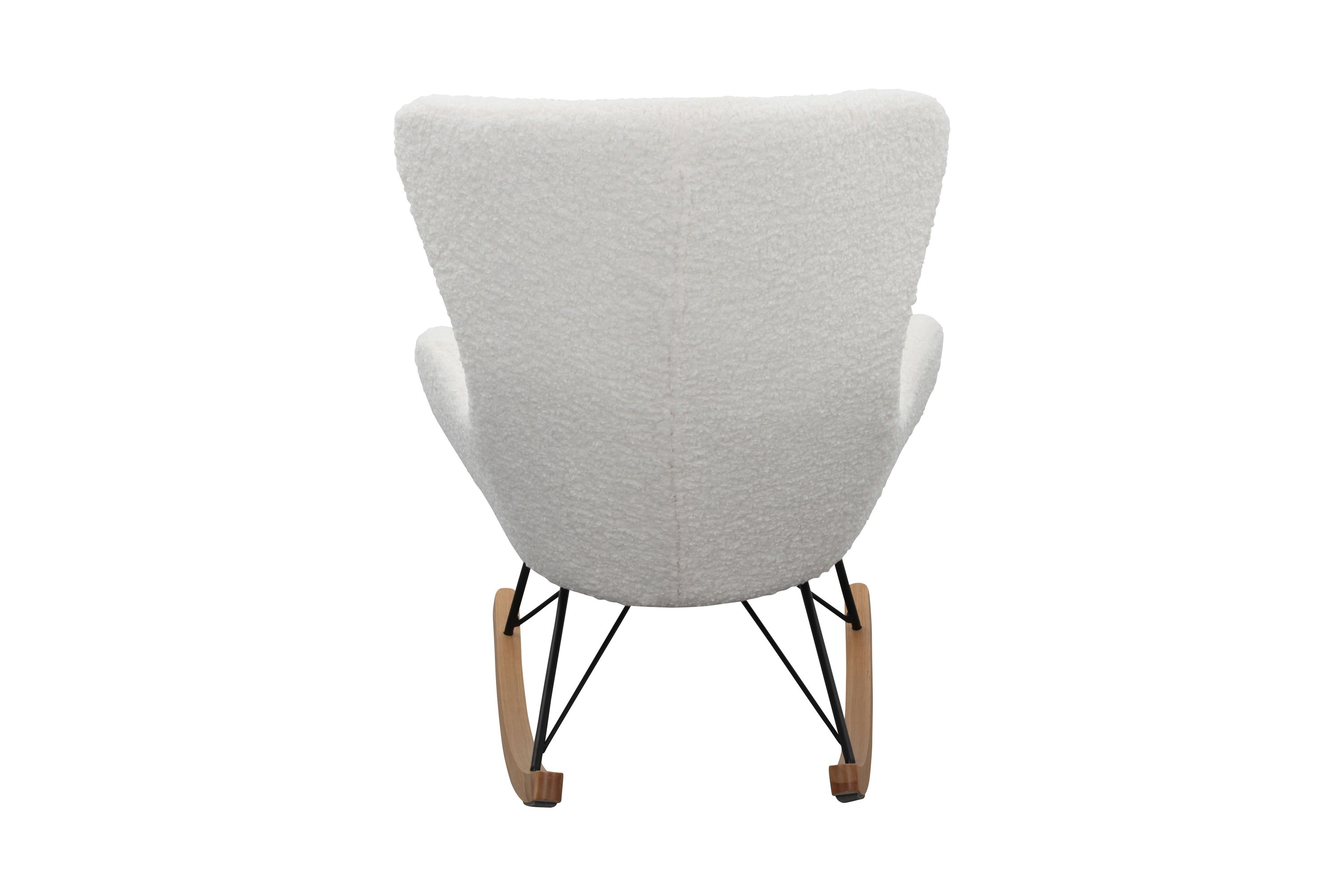 Schaukelstuhl Teddyfell weiß Relaxsessel Polstersessel Ohrensessel Loungesessel