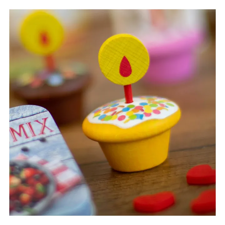 Erzi Muffins en bois avec bougies - Set de 3