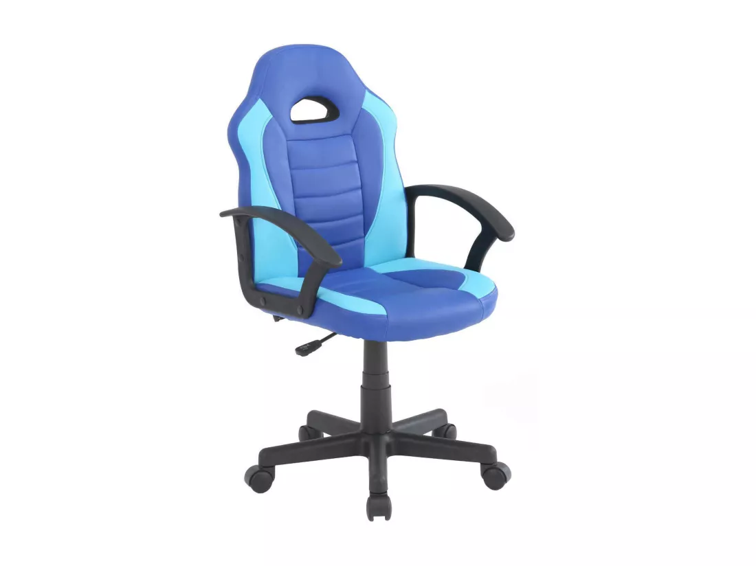 Chaise de jeu Dfaraon, Fauteuil de jeu pour enfants, Chaise de bureau, 56x55h89/100 cm, Bleu et Bleu clair
