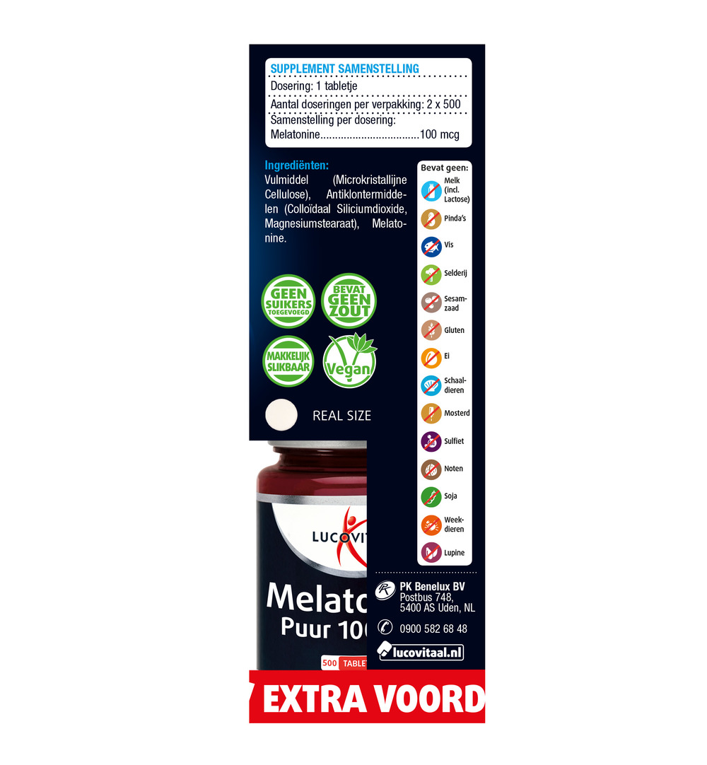 Lucovitaal Melatonine Puur 100mcg Duopack (2×500 tabletten)