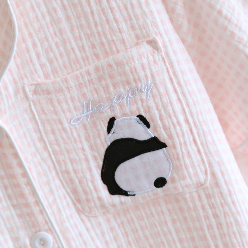 MelMount - Bijpassende pyjamaset voor koppels: geruite top met korte mouwen + shorts (verschillende ontwerpen)