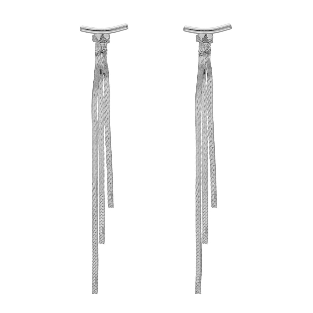 Boucles D Oreilles Argent Rhodié Triples Mailles Serpentine
