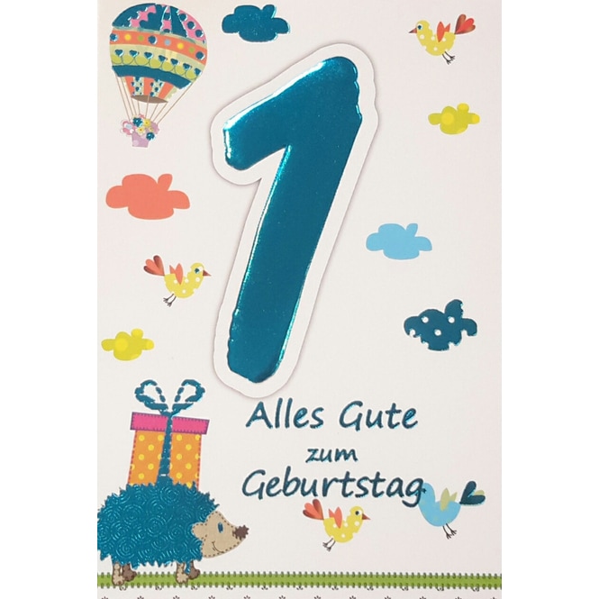 Zahlengeburtstagskarte 1. Geburtstag - Jungs
