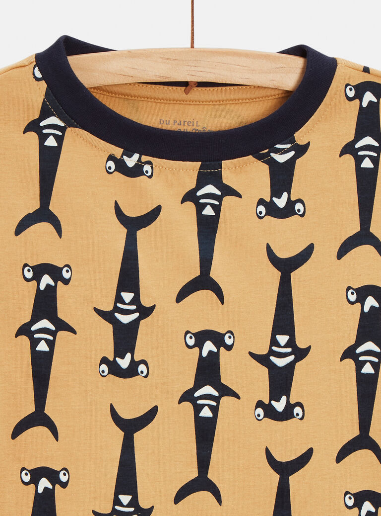 Pyjama beige imprimé requin pour garçon
