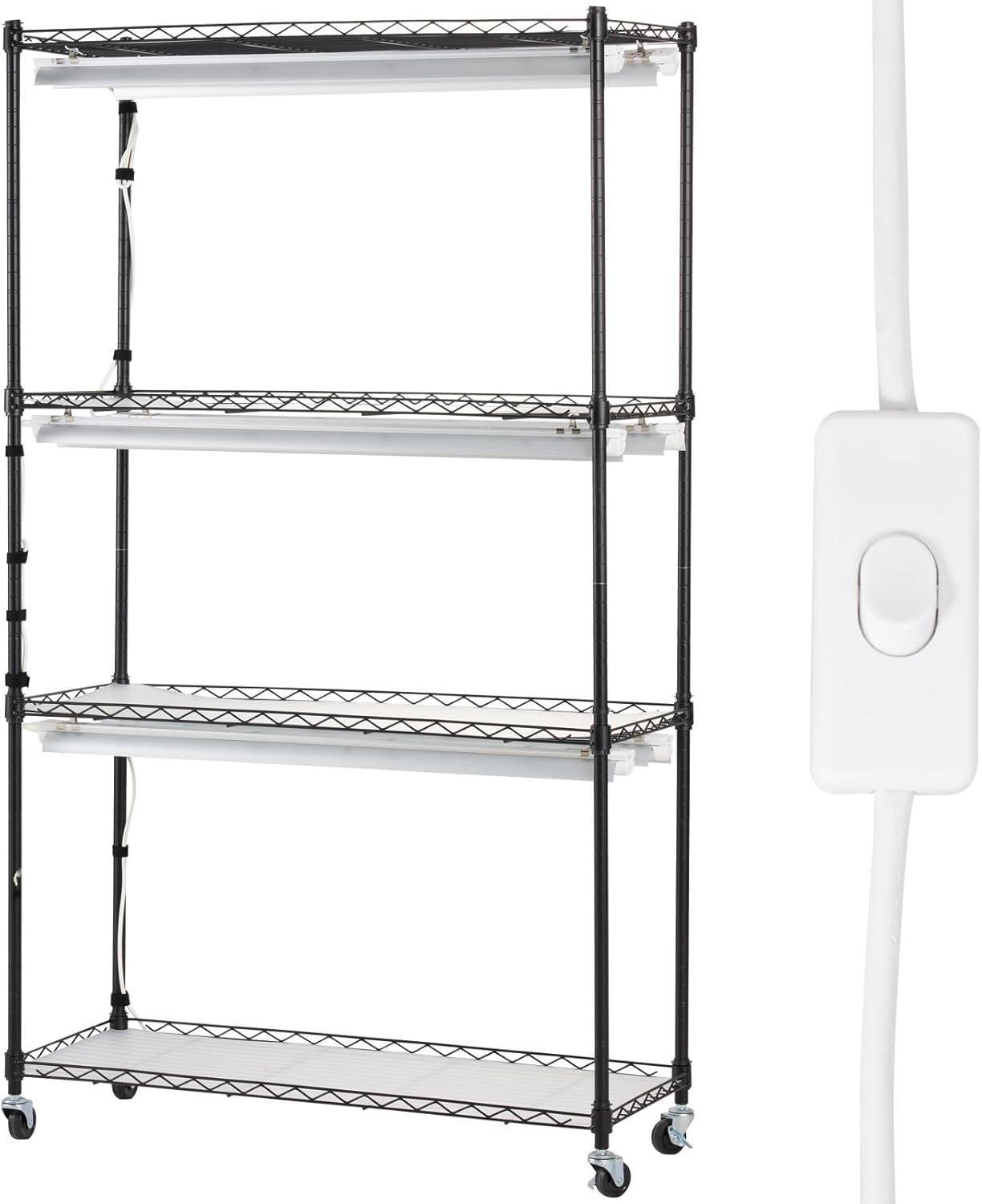 VEVOR Pflanzenständer mit Wachstumslicht, 4 Ebenen, 180W, Regal für Wachstumslicht im Innenbereich, 3 Lichtspektrum-Modi, Metall-Pflanzenregal mit Timer, Wachstumsregal für Gartenpflanzen, 90x35x150cm