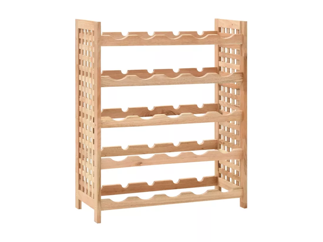 Casier à bouteilles pour 25 bouteilles Bois de noyer 63x25x73cm