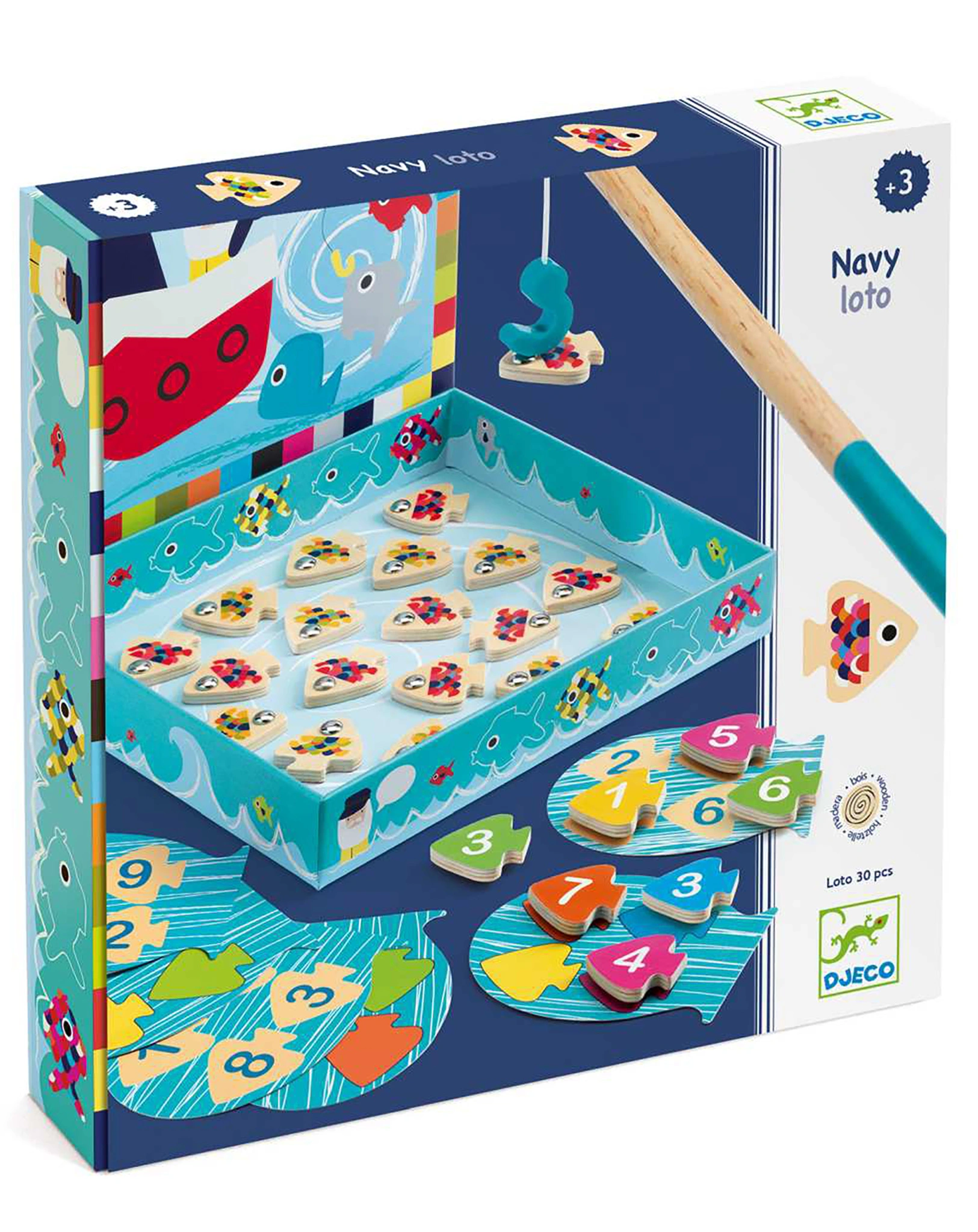 Holz-Angelspiel NAVY-LOTO 31-teilig in bunt