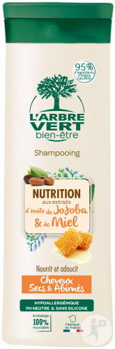L'Arbre Vert Bien-Être Shampoing Nutrition Jojoba Et Miel Cheveux Secs Et Abîmés Flacon 250ml