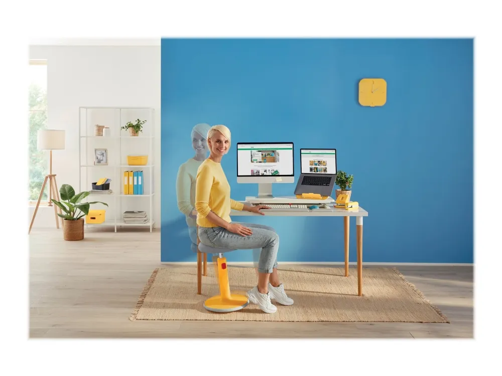 Leitz Ergo Cosy Active Sidde-stå balancestol 2-i-1 varm gul - højdejustering 46-79 cm