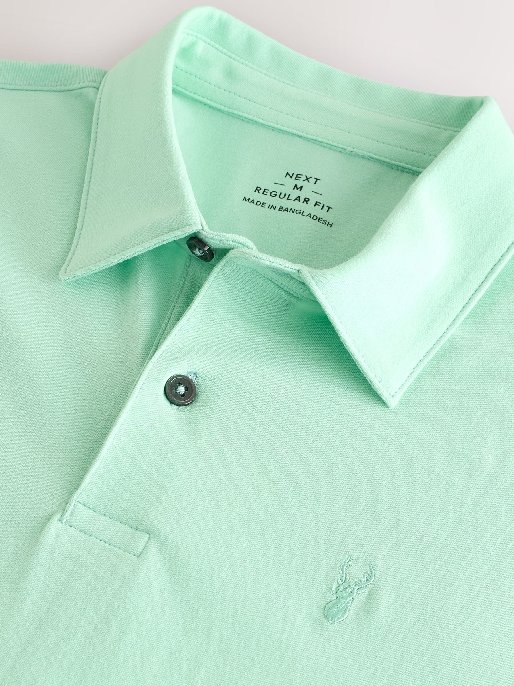 Blauw/geel/roze/grijs/groen pastel - Normale Pasvorm - Set van 5 jersey poloshirts met korte mouwen