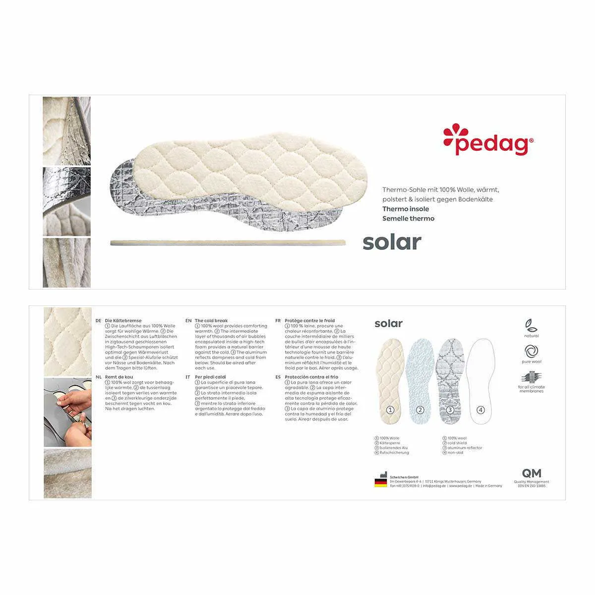 PEDAG Sohlen Offwhite Textil  Solar Thermosohle