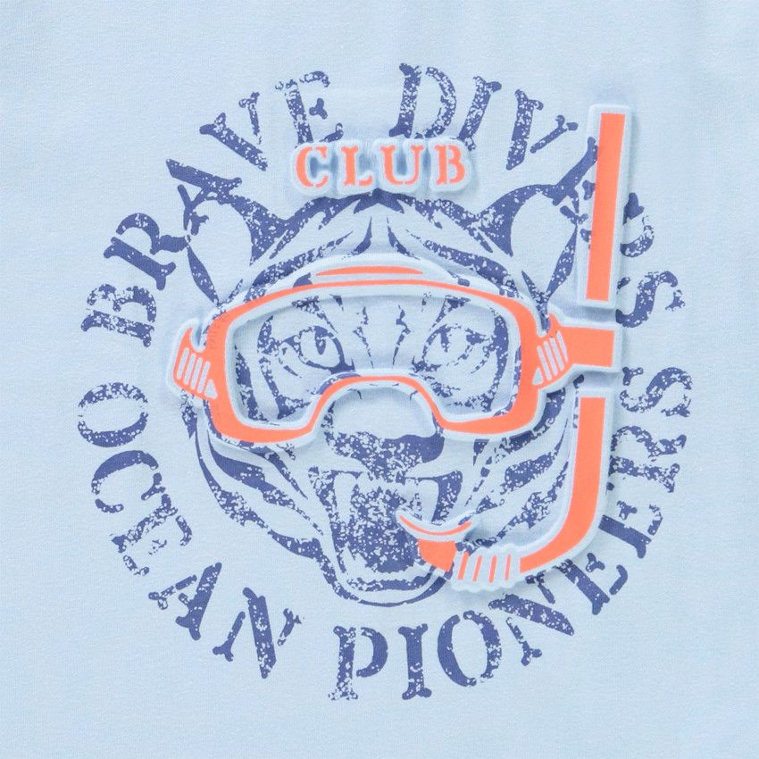 T-shirt manches courtes print en relief tuba pour garçon - Bleu