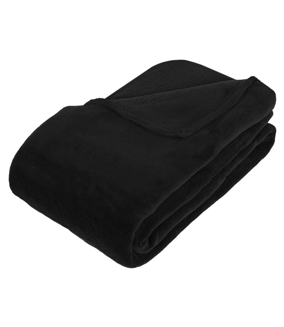 Plaid en Microfibre uni - 230x180 cm - Noir