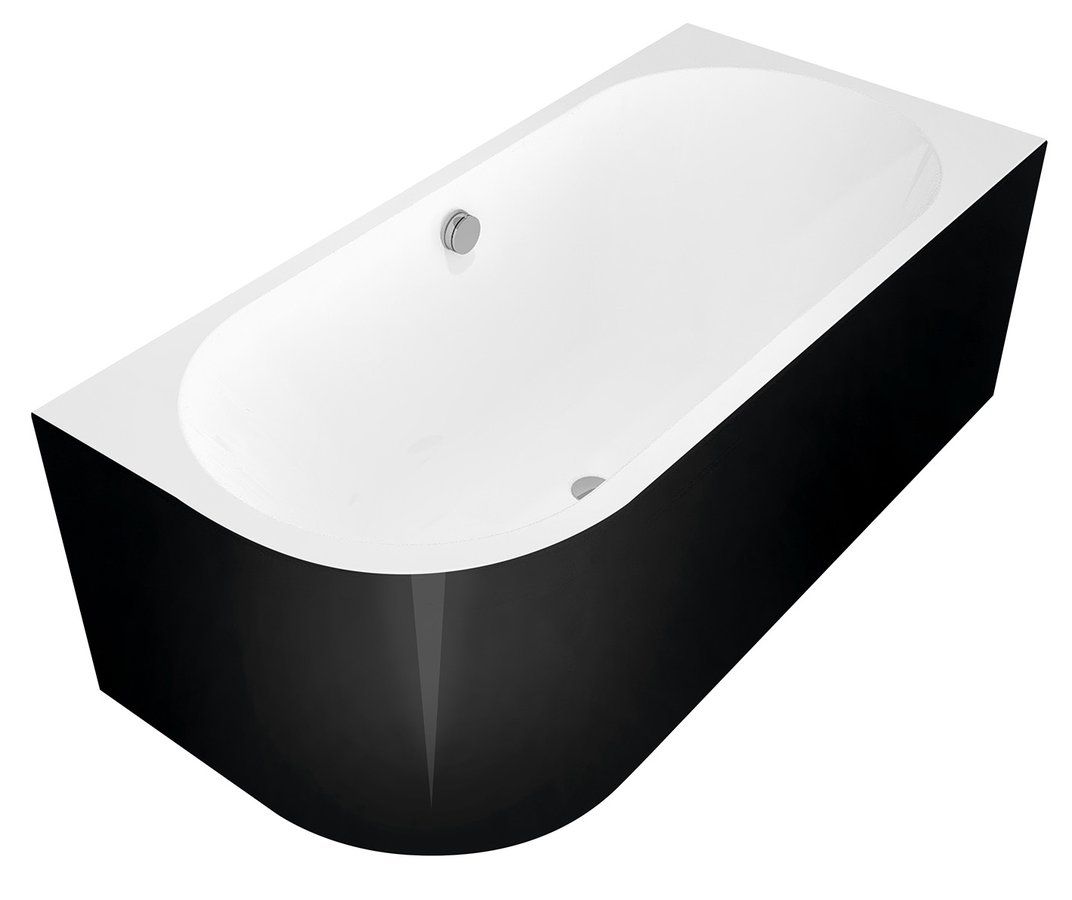 Polysan Monolith ligbad rechts 180x75x60cm zwart