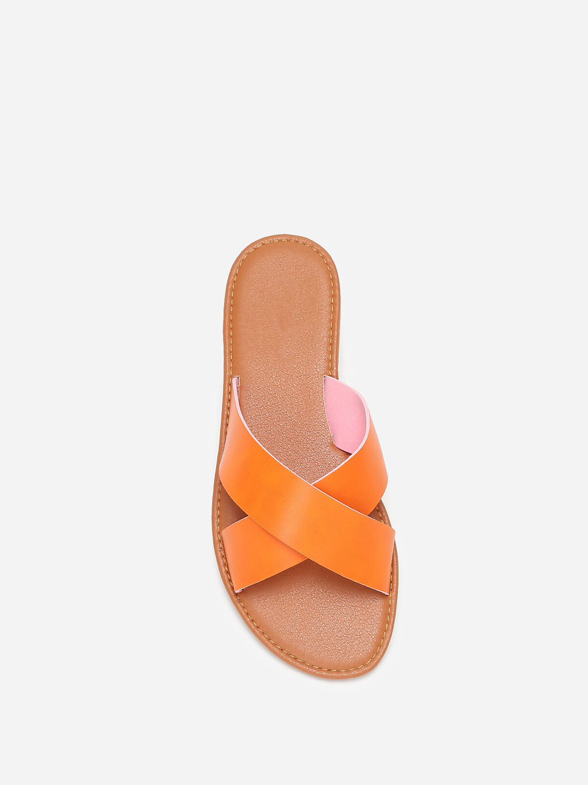 Mules plates à brides croisées- orange