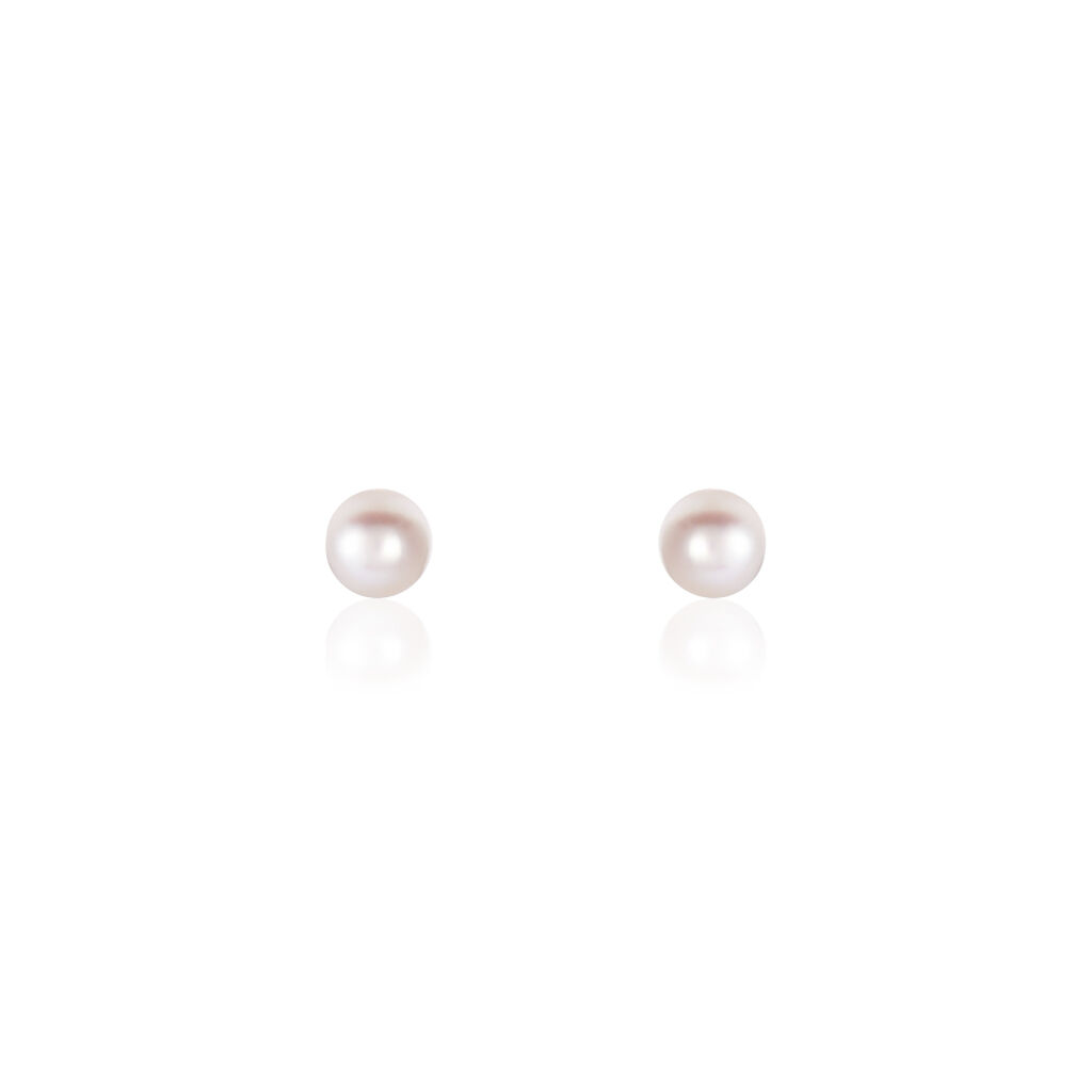Boucles D'oreilles Puces Suki Rondes Nacres Or Jaune Perle De Culture