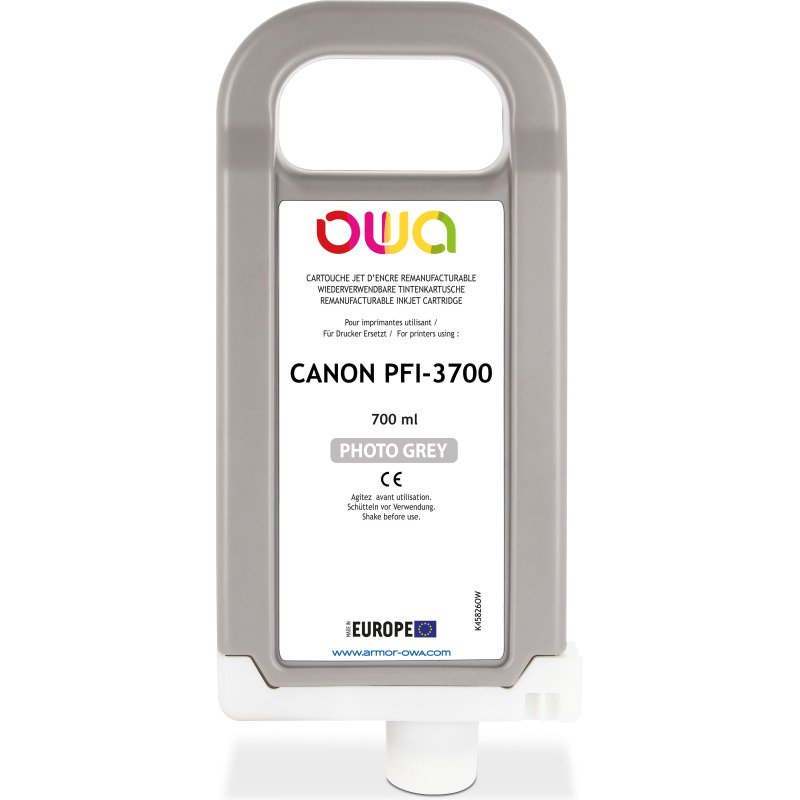 Cartouche d'encre traceur remanufacturable OWA - standard - Grey Photo - pour CANON PFI-3700 PGY
