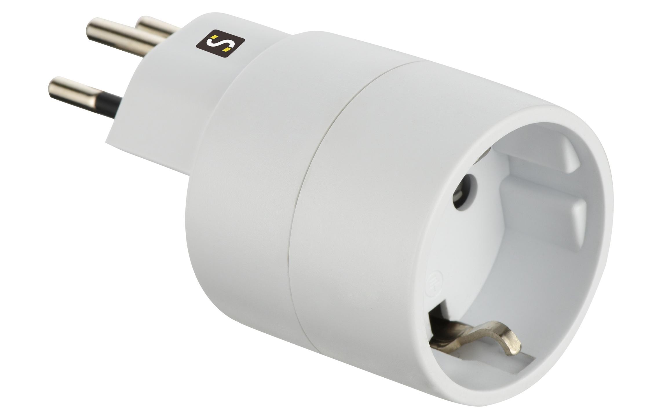 Reiseadapter T12 / Schuko NO BLOCKAdapter zum verwenden von Geräten mit Schuko Stecker an Schweizer Steckdosen