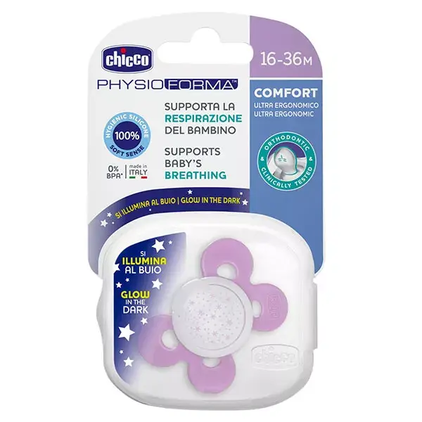 Chupeta de silicone Chicco Physio Comfort +16 meses rosa + caixa esterilizadora