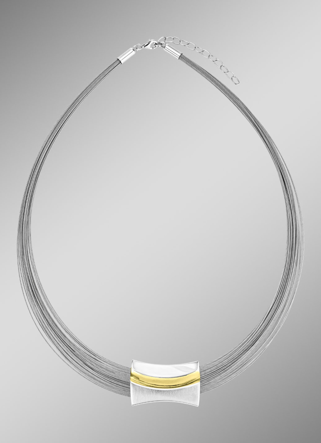 Moderne Garnitur in Bicolor aus Silber 925/- fein und Stahl