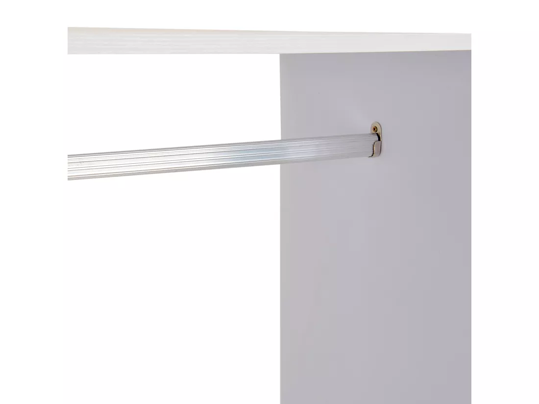 Portant à vêtements penderie mobile avec roulettes 2 niches + grand espace penderie panneaux particules blanc