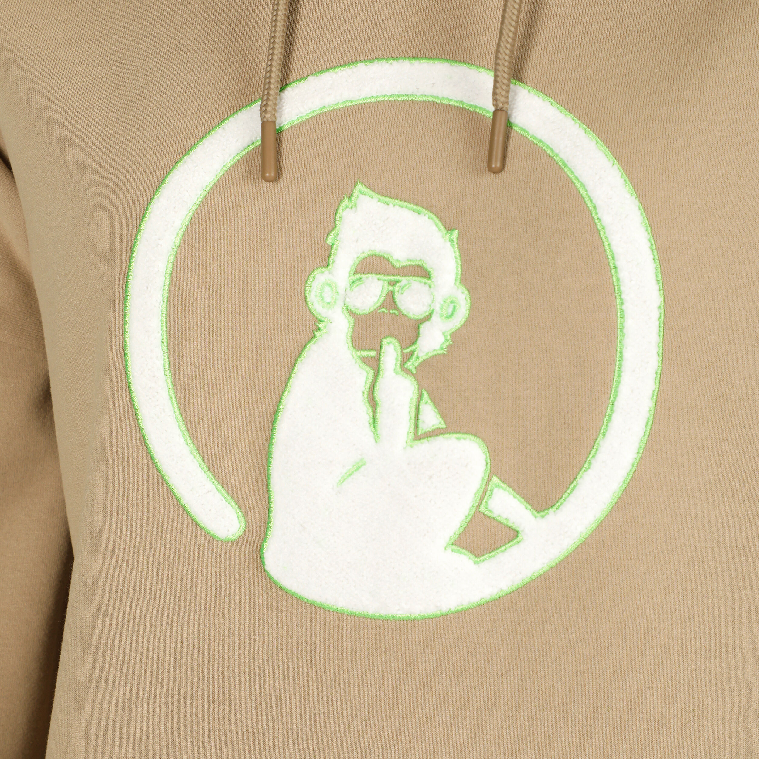 Quiet Please Wild Oversize Embroided Sweat À Capuche Femmes - Beige , Vert Fluo