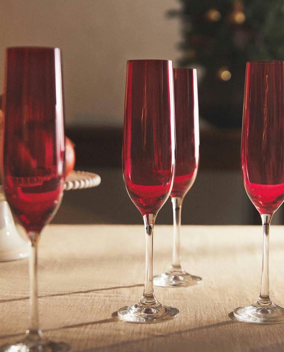 Taça de flauta de cristal colorida de Natal