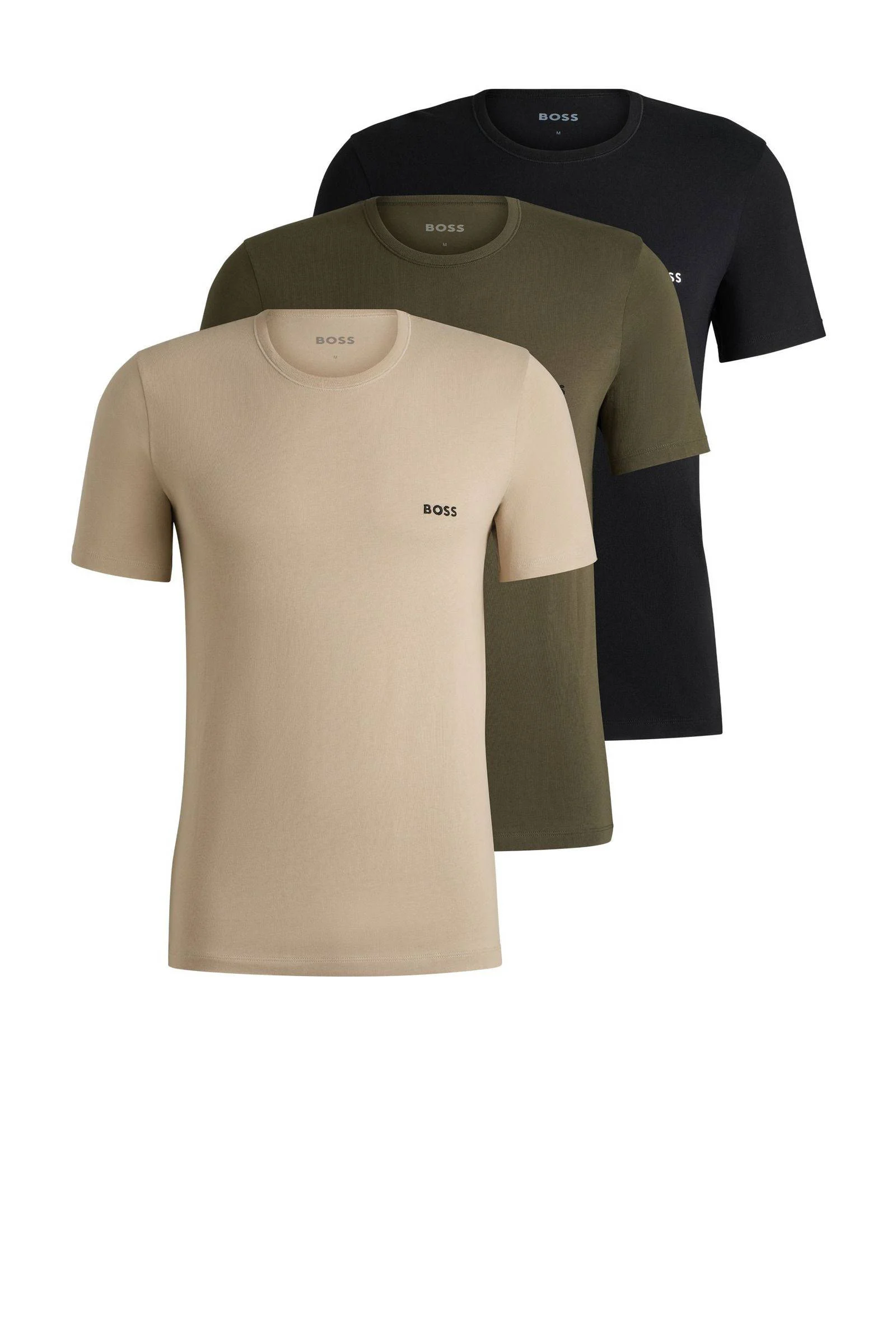 BOSS ondershirt (set van 3) beige/olijfgroen/zwart