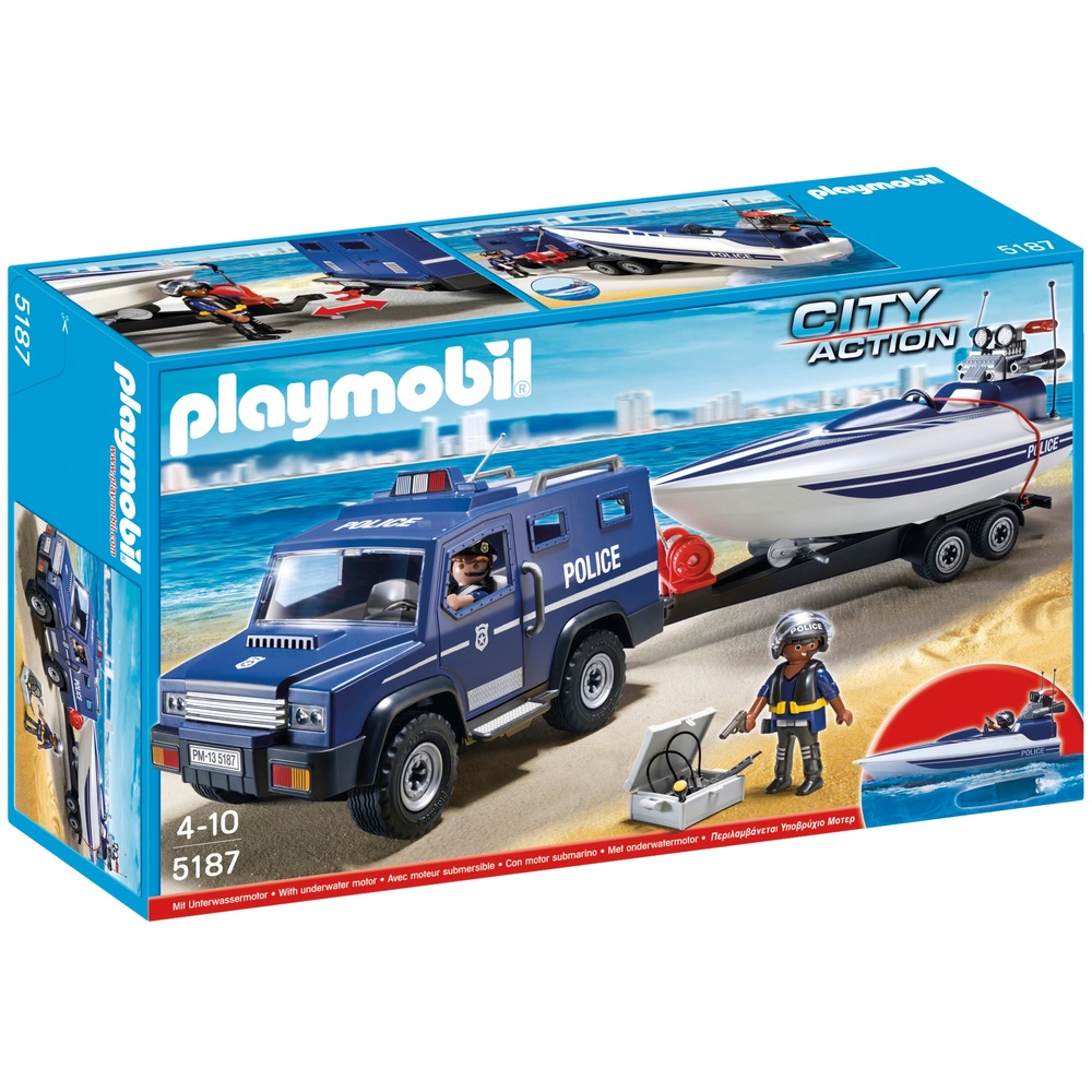 Playmobil 5187 City Action Polizeiwagen mit Schnellboot