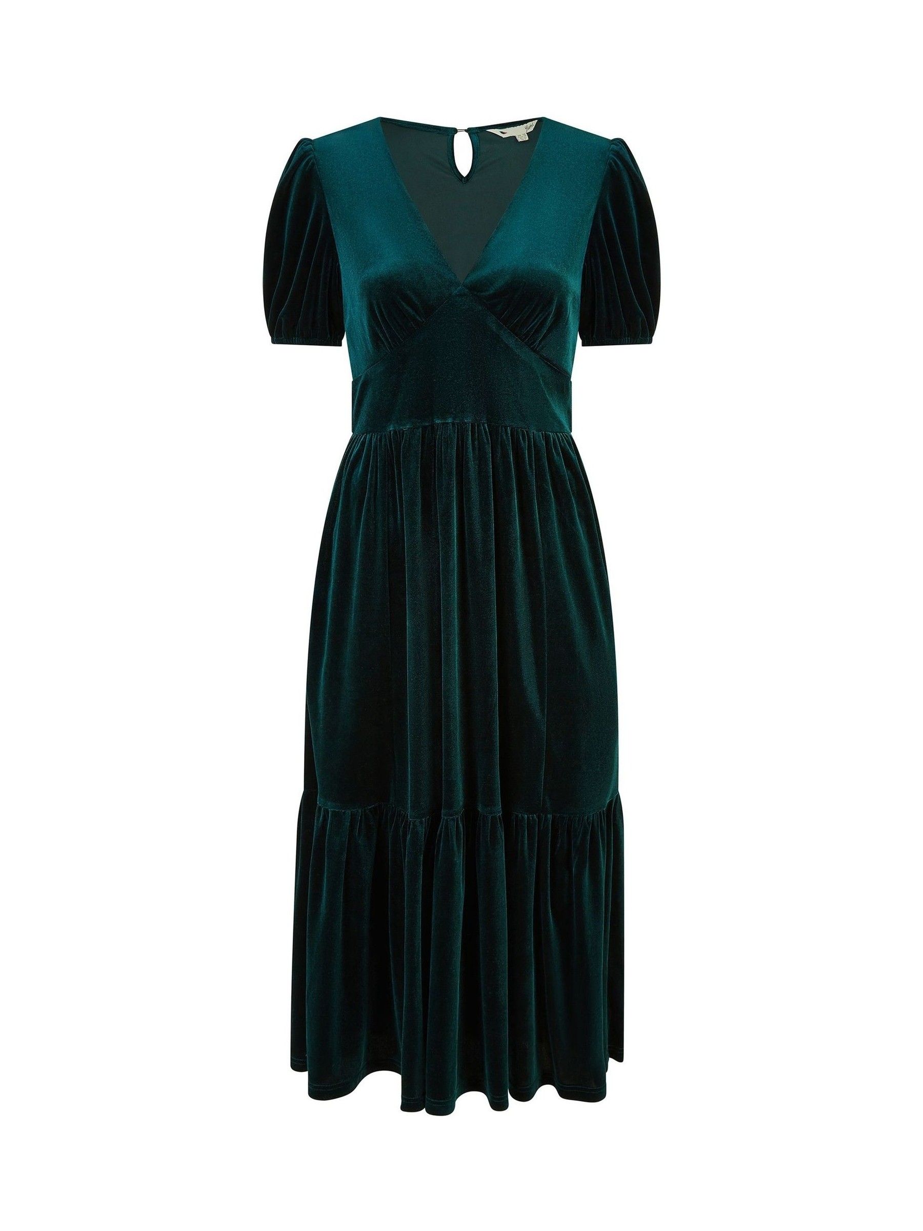 Groen - Yumi fluwelen midi-jurk