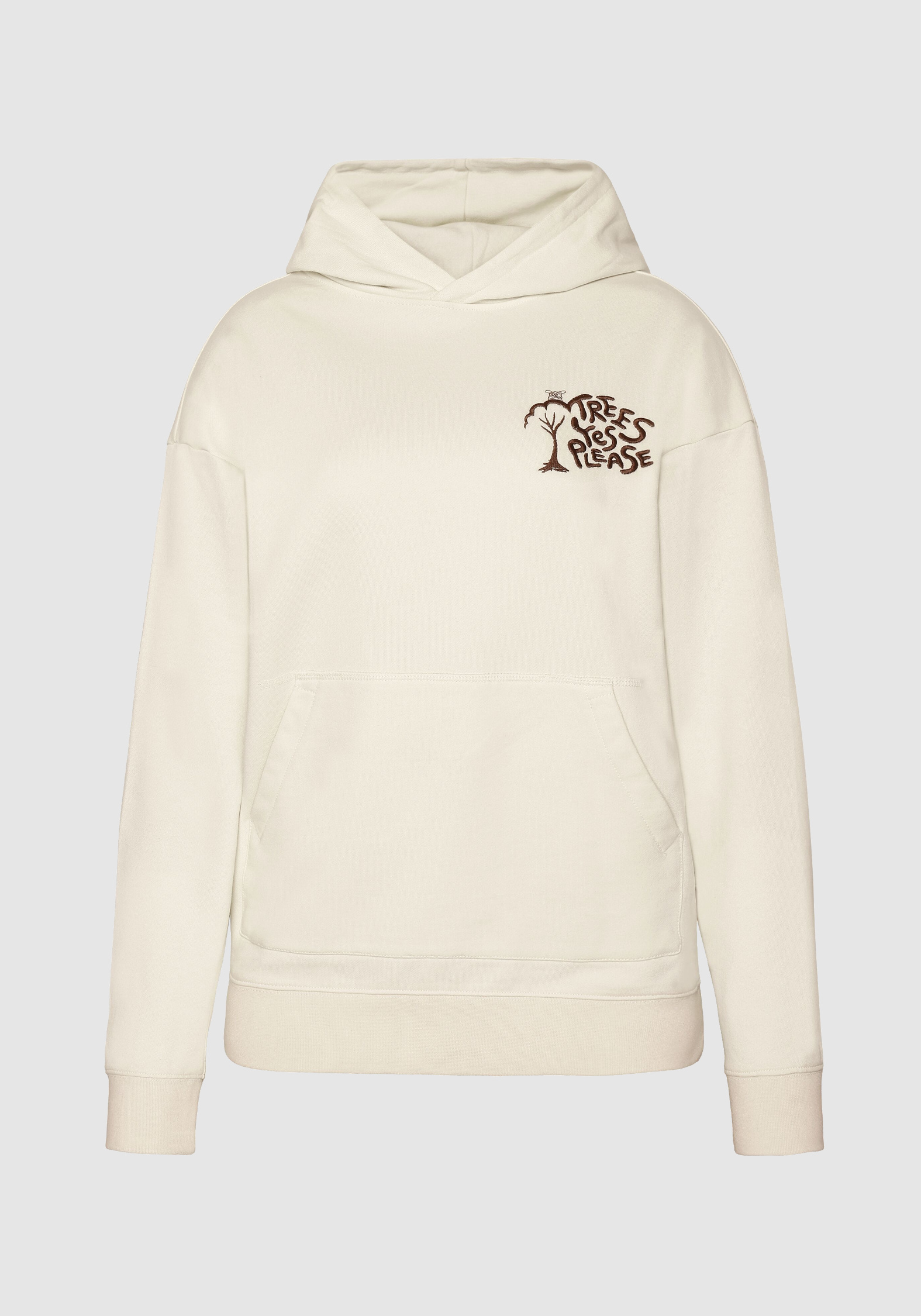 Knowledge Cotton Apparel Hoodie Trees Yes Please Print Egret