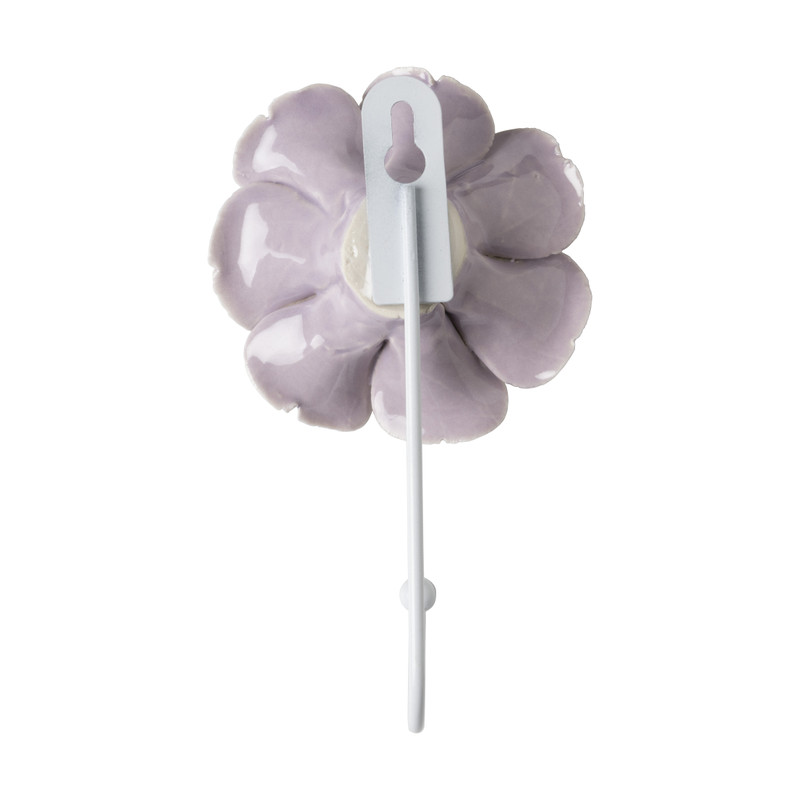 Wandhaak bloem - paars - 12x7.5x3.3 cm
