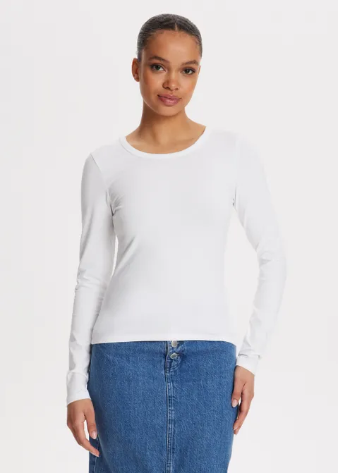 Basic t-shirt met lange mouw wit (WIT)