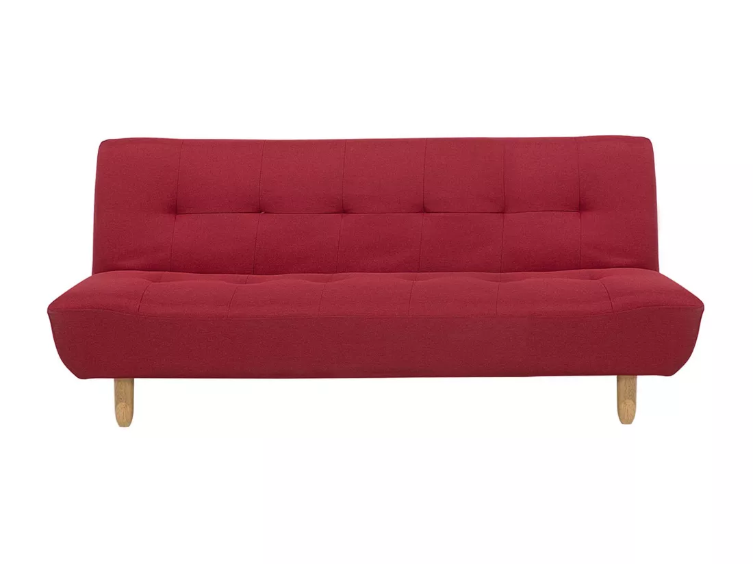 Canapé convertible 3 places en tissu rouge ALSTEN