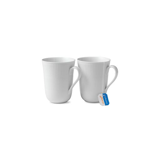 Royal Copenhagen Hvid Riflet 2-pak Krus, 33 cl