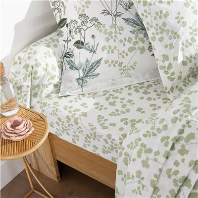 Linge de lit percale motif végétal - BECQUET CRÉATION
